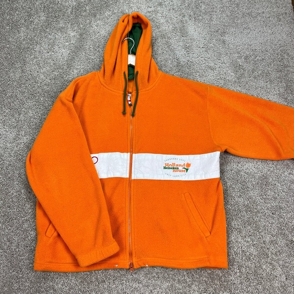 Heineken Hoodie Mens Large Orange Fleece 2002 Salt Lake City Olympics Holland